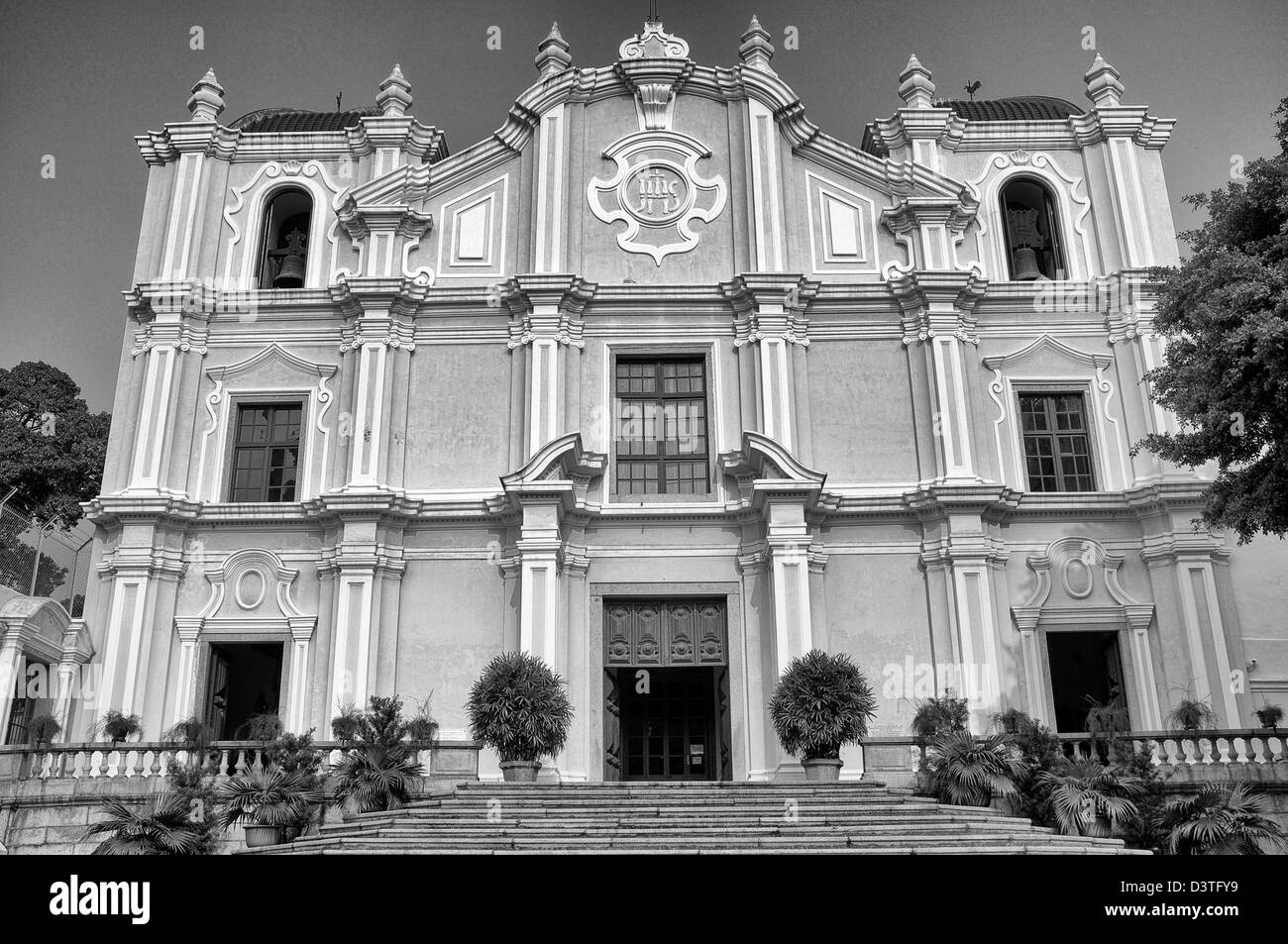 St. Joseph's Seminary Church in Macau, China SAR in black and white Stock Photo