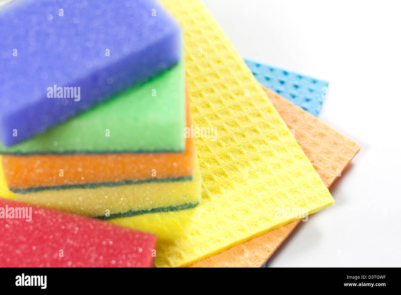 Cleaning tools on white background Stock Photo