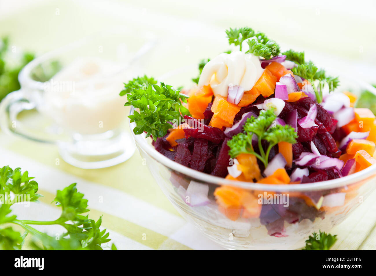 vegetable salad with a light sauce, closeup Stock Photo