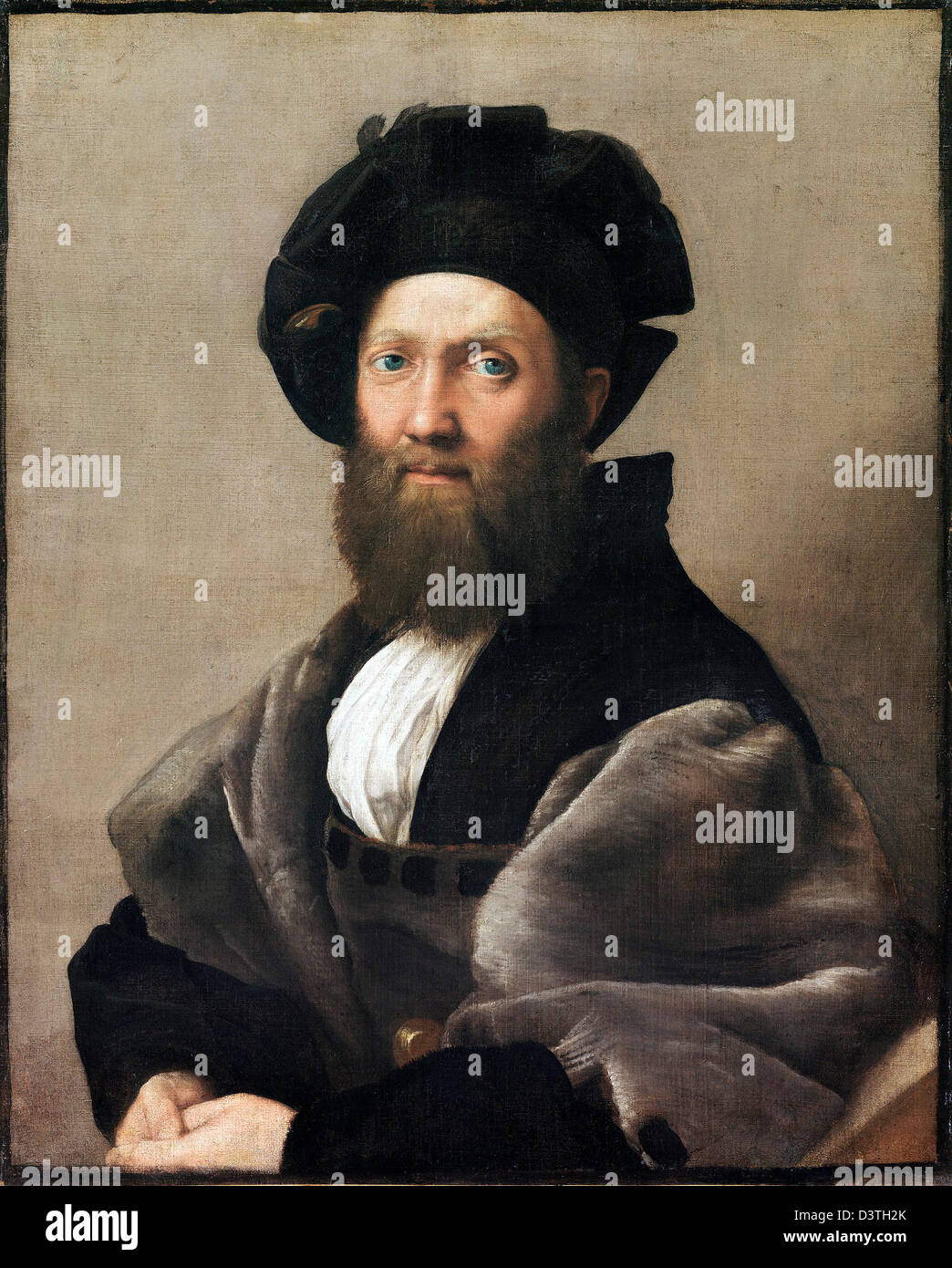 Raphael, Portrait of Baldassare Castiglione 1514–1515 Oil on panel. Louvre Museum, Paris Stock Photo