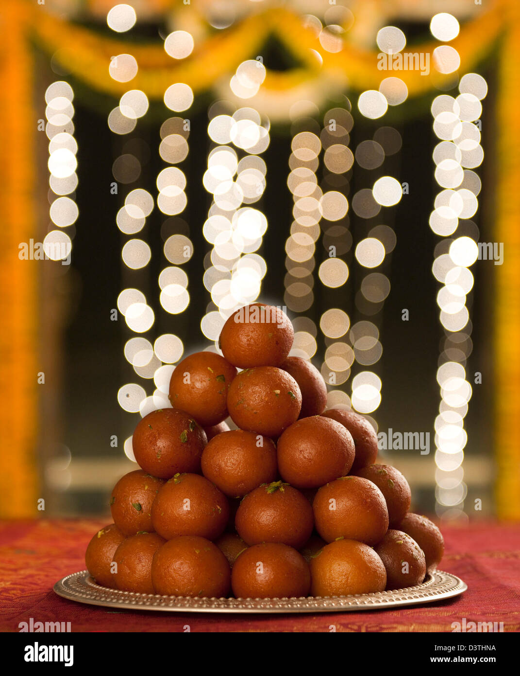 Close-up of a heap of gulab jamuns (a popular traditional Indian sweet) Stock Photo