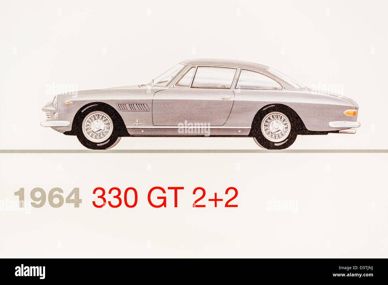 Graphic representation of a 1964 Ferrari 330 GT 2+2, Ferrari Museum, Maranello, Italy Stock Photo