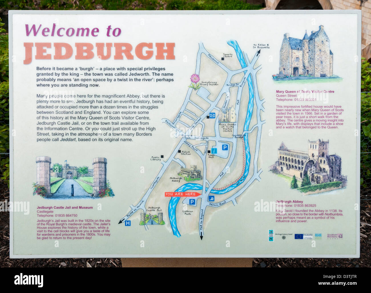 Scotland, Scottish Borders, to Jedburgh sign Stock Photo Alamy