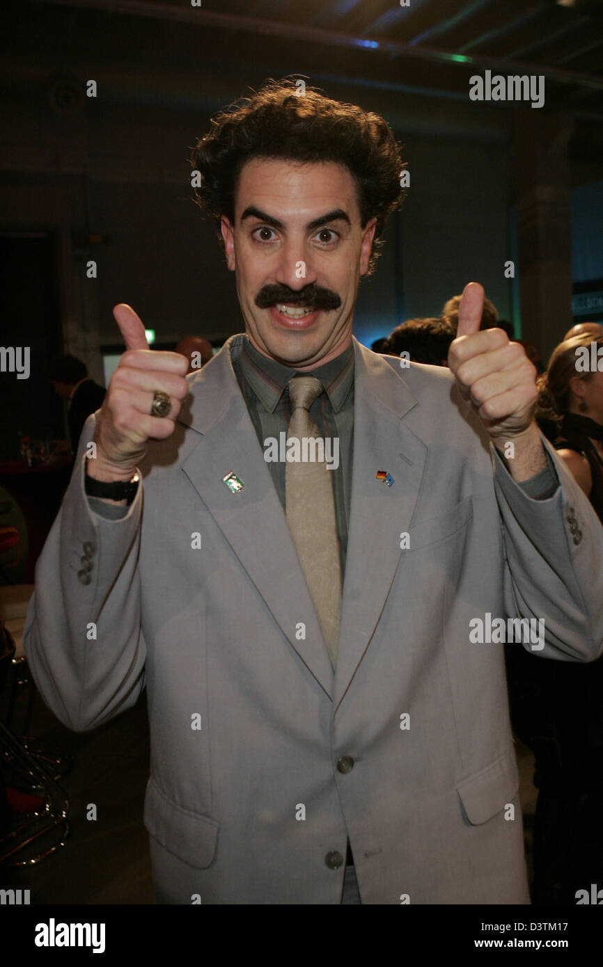 Britisch comedian Borat gestures at the after-show-party of the German Comedy Prize 2006 in Cologne, Germany, Tuesday, 10 October 2006. The prize was awarded for the eighth time in eight different categories. Photo: Joerg Carstensen (Attention: Blocking period for the annunciation of the prize winners lasts until Friday, 13 October 2006, 23:30.) Stock Photo