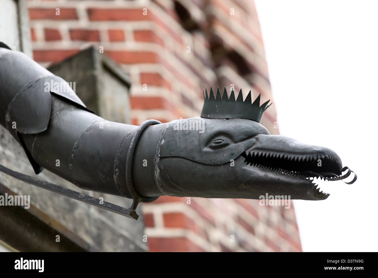 Dessau, Germany, snake figure as the neo-Gothic gargoyles gazebo Stock Photo