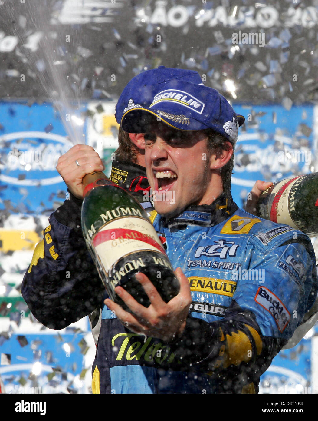 Spanish Fernando Alonso Of Renault F1 Team Celebrates After The F1 