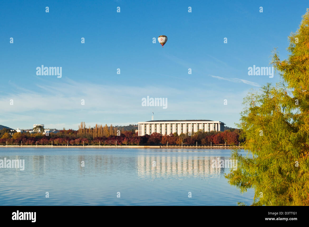 View across Lake Burley Griffin to the National Library of Australia ...