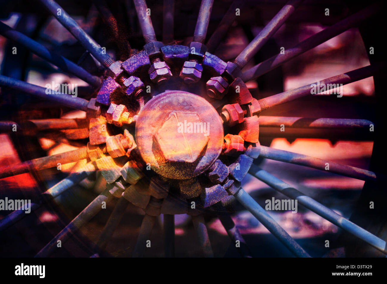 Wagon Wheel in rainbow colors Stock Photo Alamy