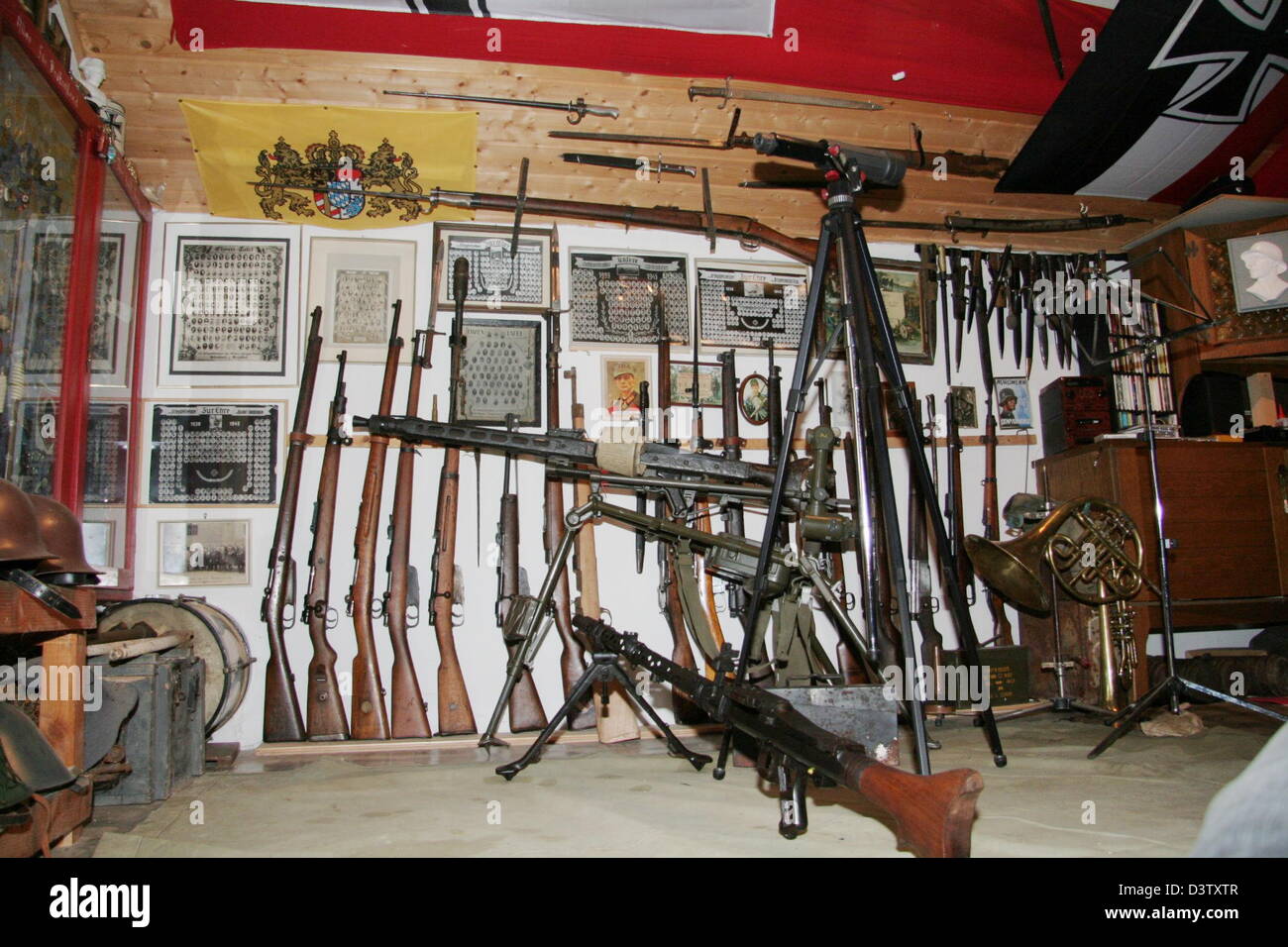 Police raided theis room equipped with Nazi symbols and weapons near Rosenheim, Germany, Tuesday, 28 November 2006. Several persons were arrested. Photo: Police Stock Photo