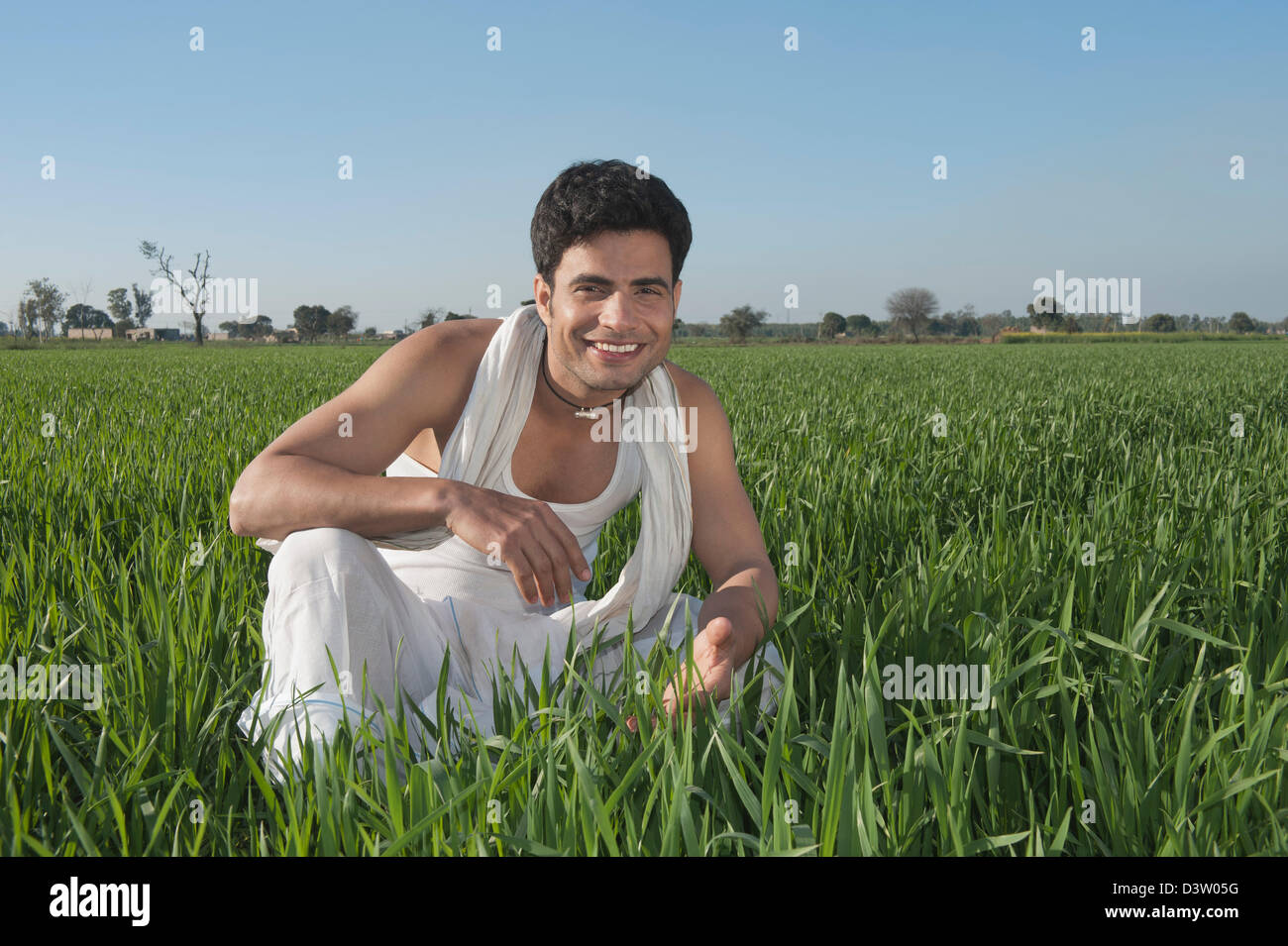 Indian farmer smiling in field hi-res stock photography and images - Alamy
