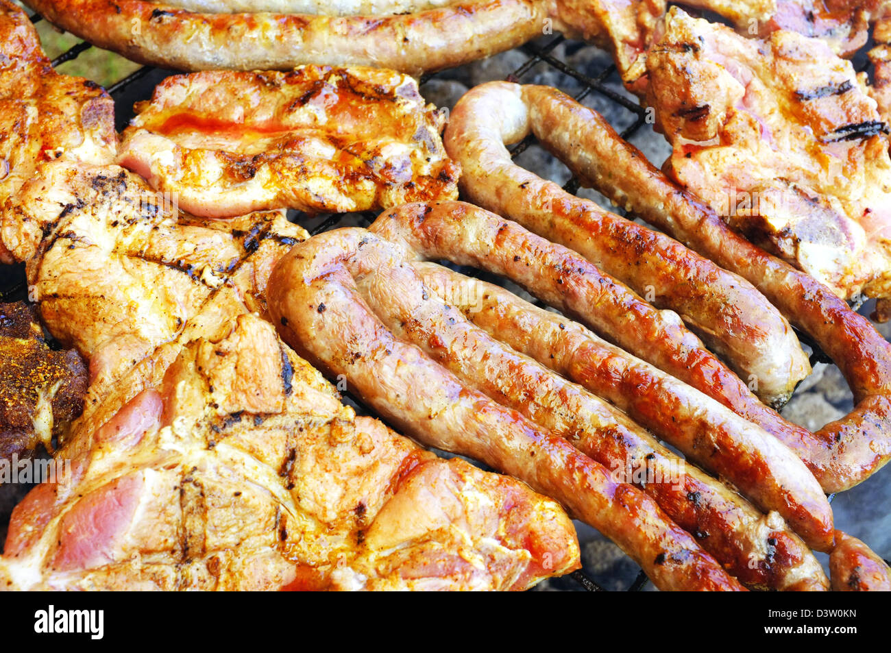 Meat cooking on a South African Braai/BBQ Stock Photo Alamy