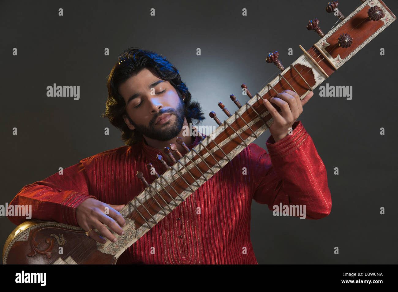 Musician playing a sitar Stock Photo Alamy