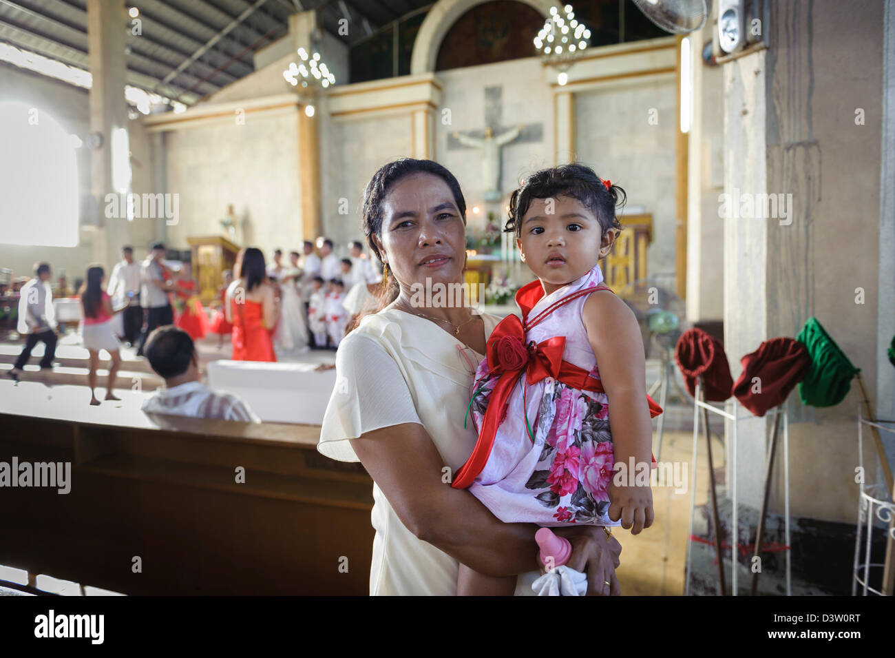 People celebrating a wedding, Mambusao, Philippines, Asia Stock Photo