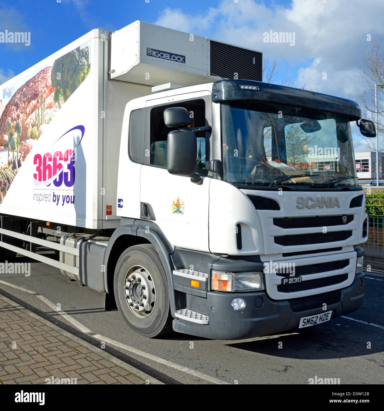 Scania truck cab operated by the 3663 BFS Group food wholesaler and distribution service Stock Photo