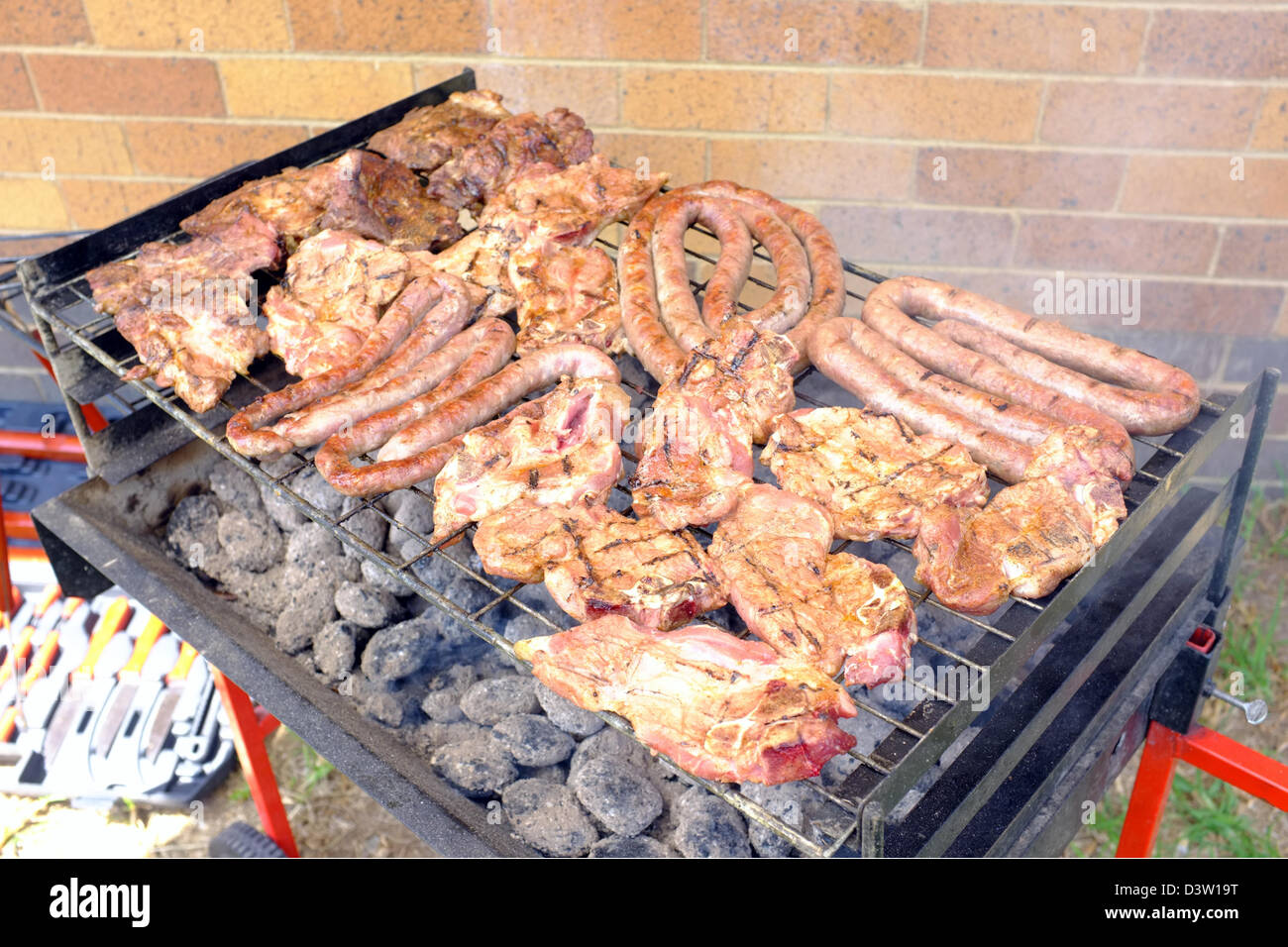 Meat cooking on a South African Braai/BBQ Stock Photo - Alamy