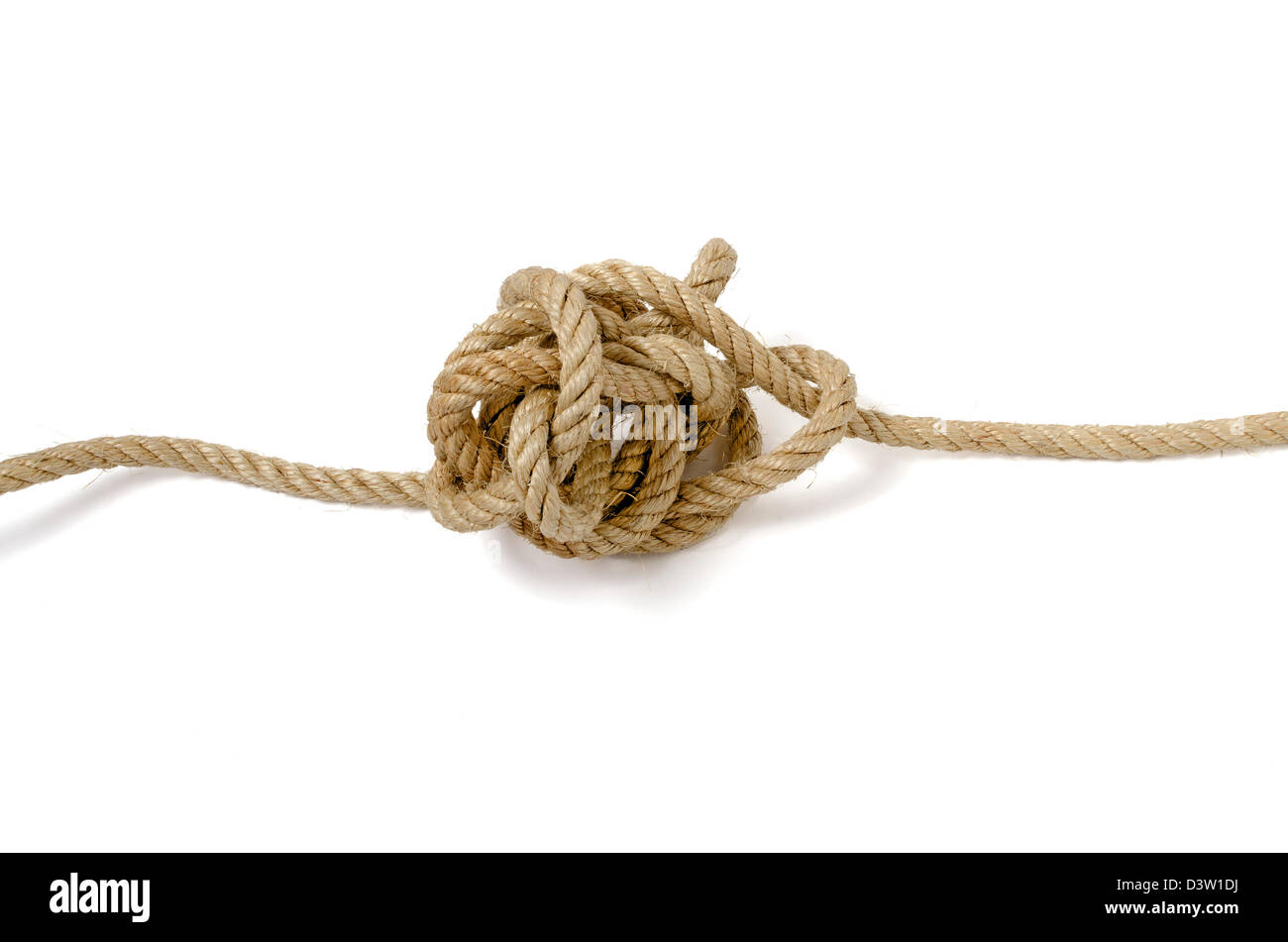 Knotted Rope on White. Stock Photo