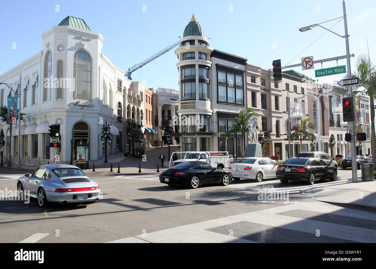 The picture shows expensive shops on the Rodeo Drive in Beverly Hills ...