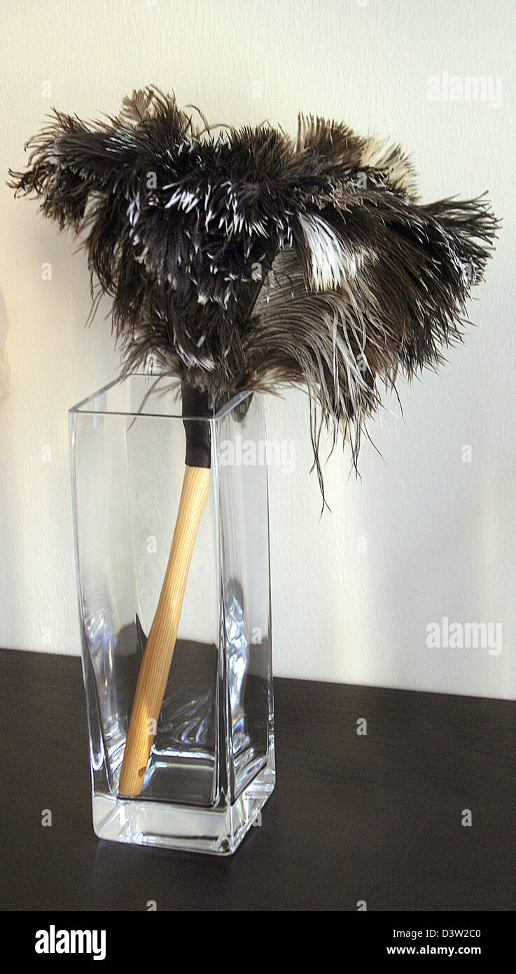 A feather duster made of ostrich feathers pictured in the store 'Alles