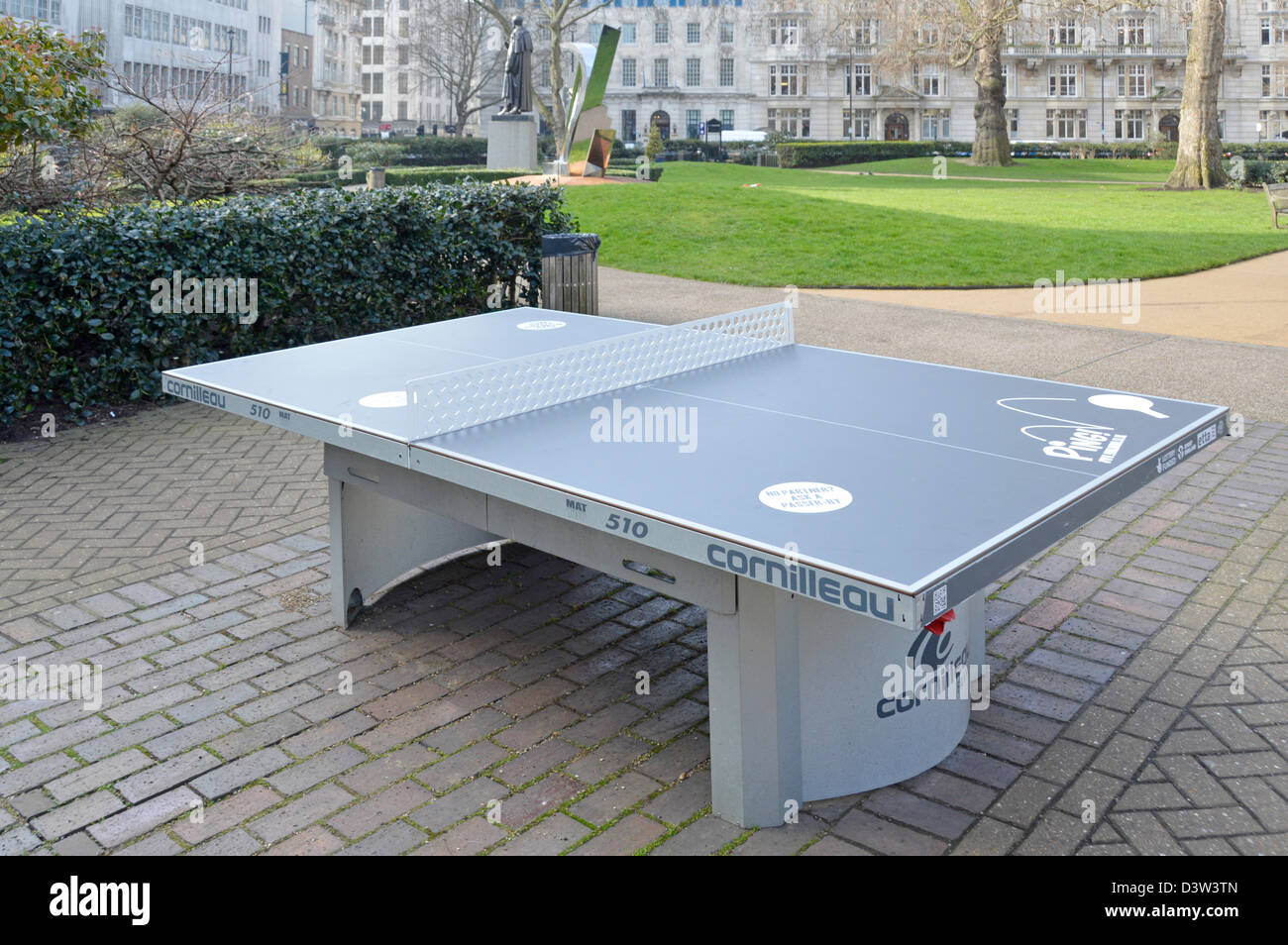Cornilleau ping pong table tennis table installed in public gardens  Cavandish Square West End London England UK Stock Photo - Alamy