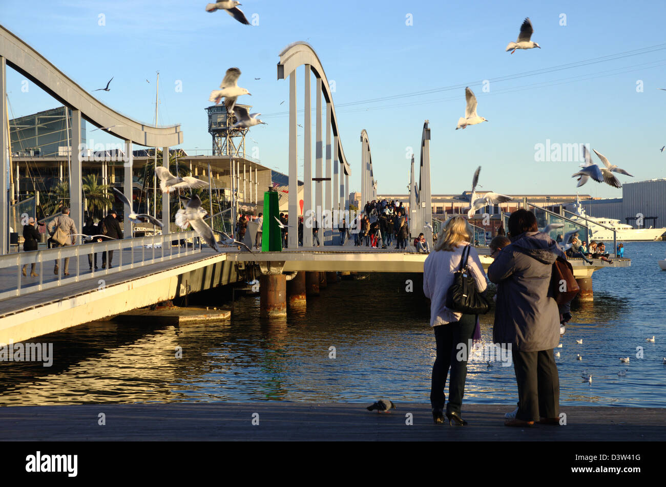 Barcelona's Port Vell with Maremagnum shopping mall at left. Stock Photo