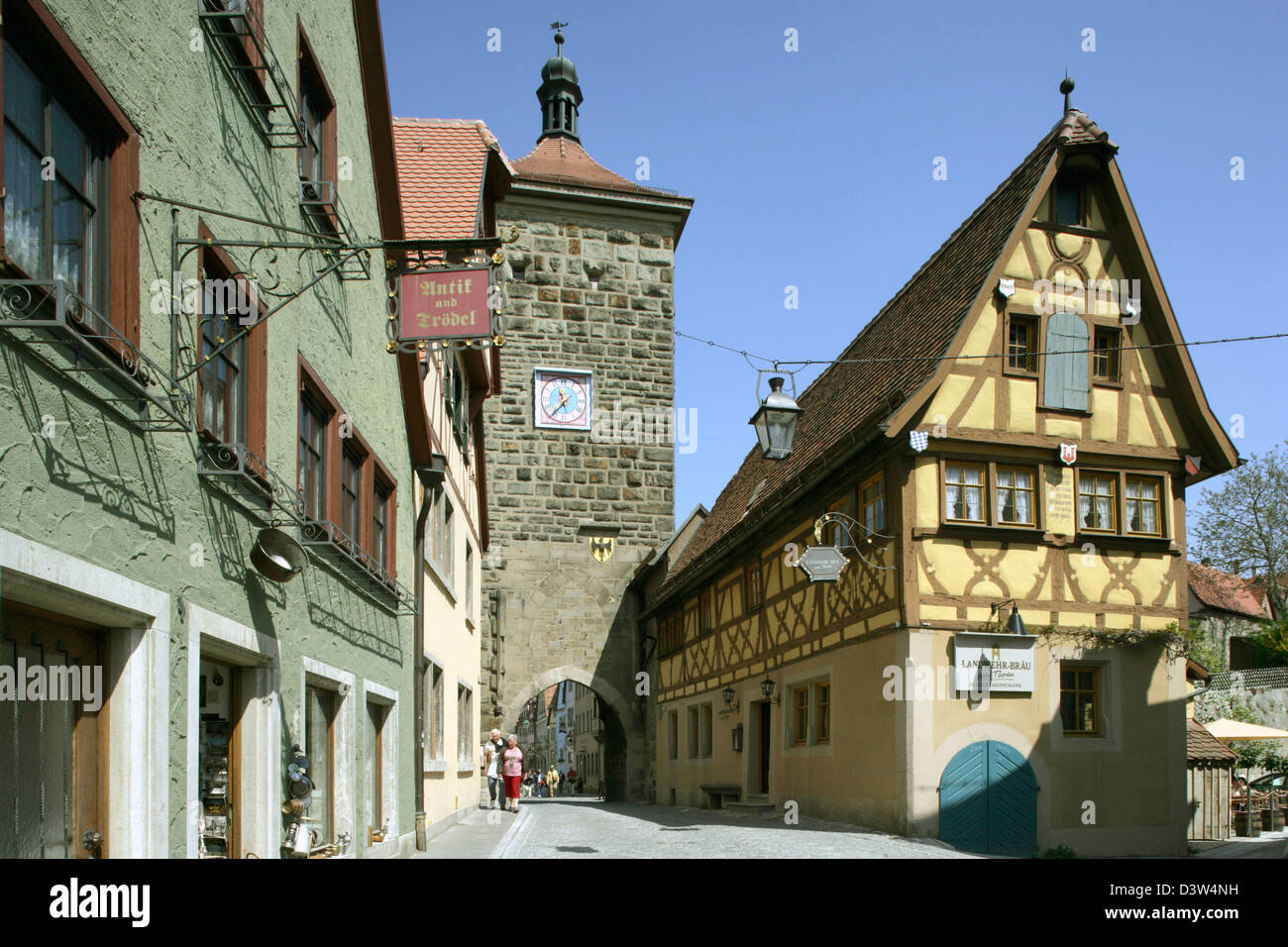 The picture shows the Siebers tower (C) in the medieval town of Rothenburg ob der Tauber Germany, 01 June  2006. Photo: Friedel Gierth Stock Photo