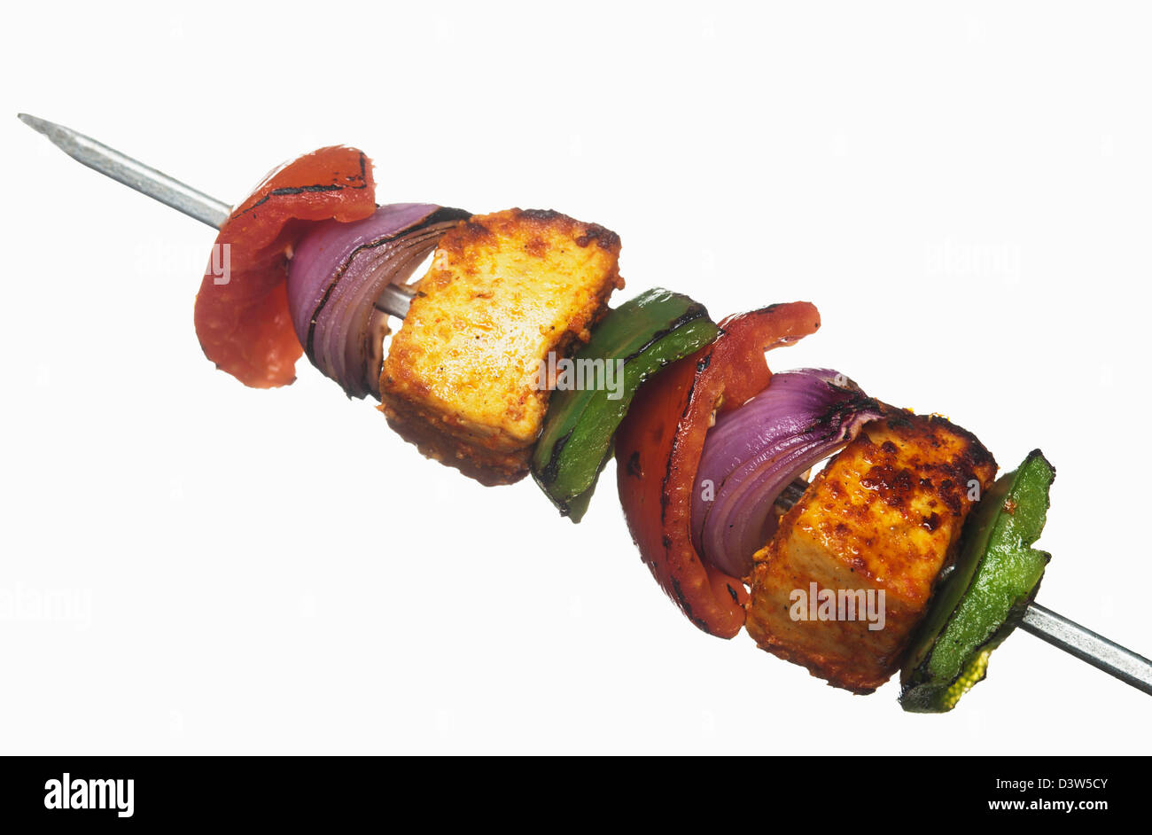 Close-up of grilled vegetable kebab Stock Photo