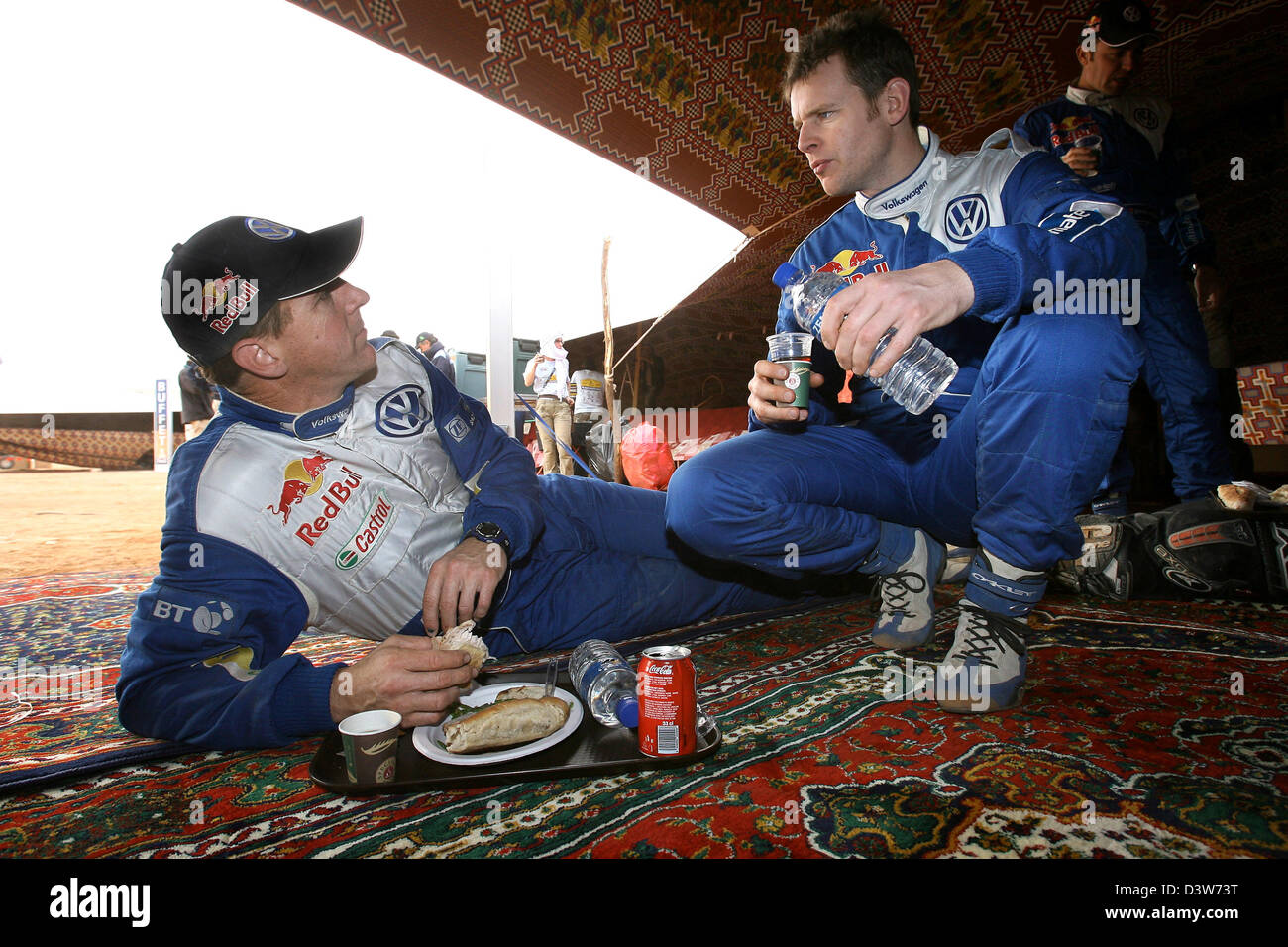 US rallye pilot Mark Miller (L) and German team mate Dirk von Zitzewitz