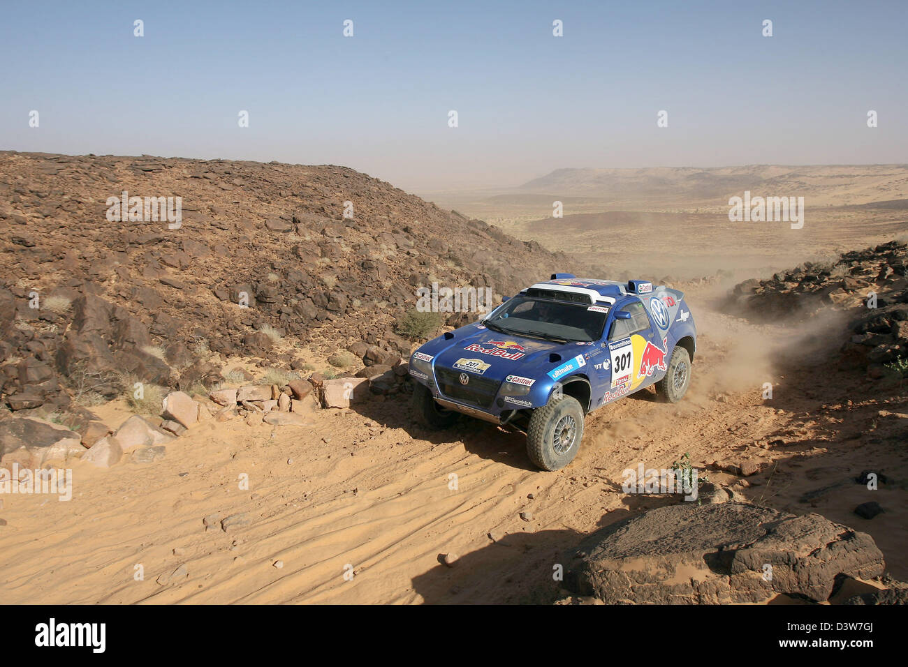 South African rallye driver Giniel de Villier drives his Volkswagen