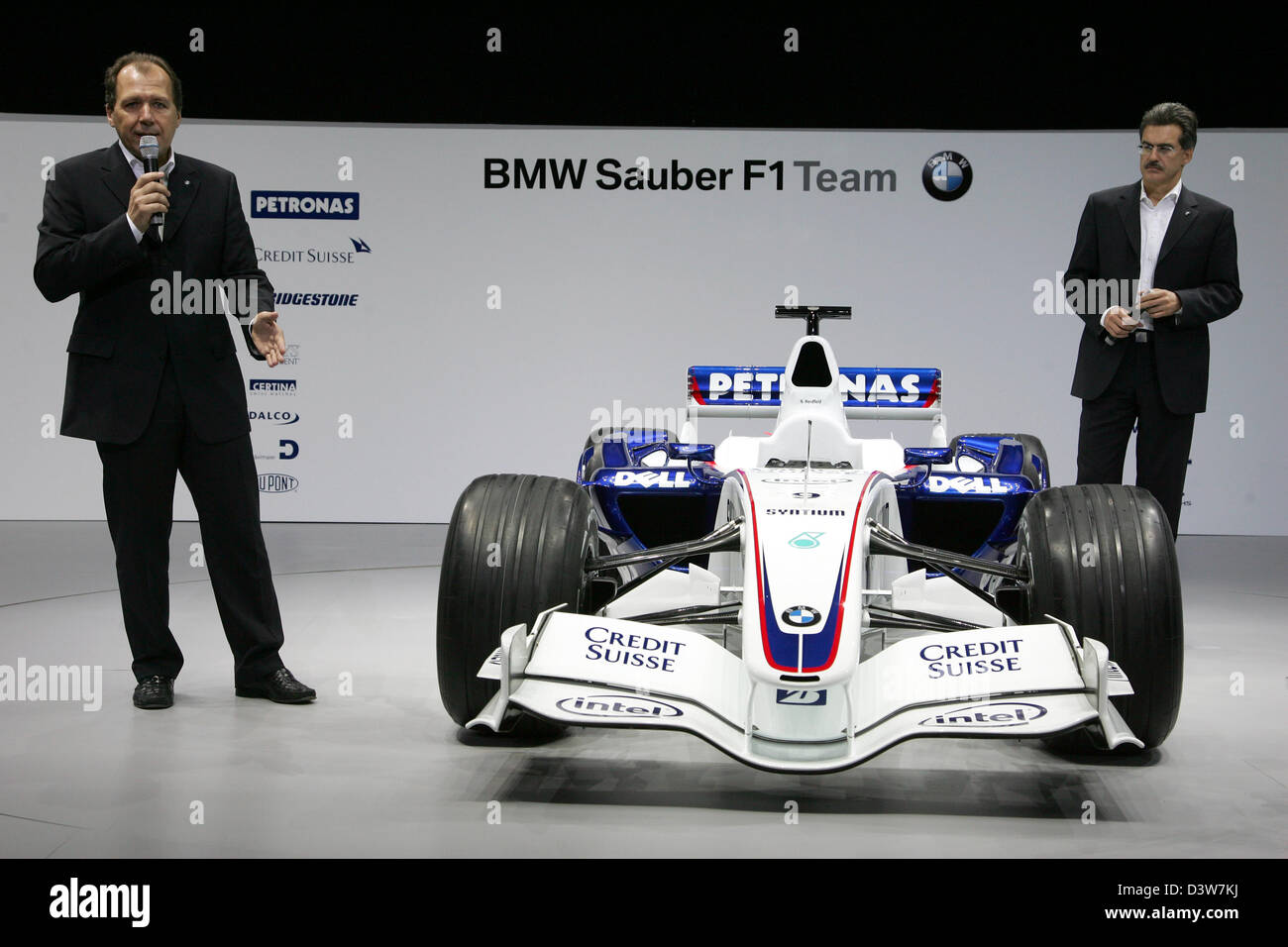 BMW Sauber F1 technical director Willy Rampf (L) and motorsport director  Mario Theissen (R) pictured at the presentation of the new BMW Sauber 'F1.07'  in Valencia, Spain, Tuesday, 16 January 2007. Photo: