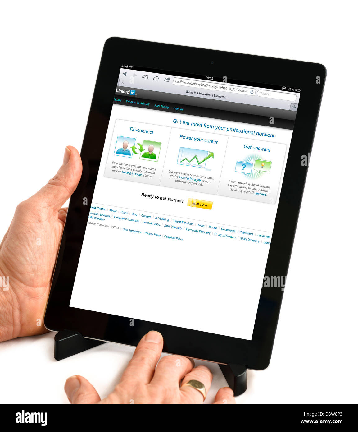 The professional social networking site LinkedIn viewed on a 4th generation iPad Stock Photo
