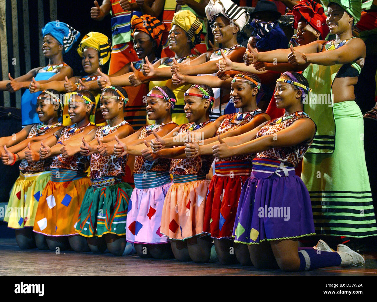 Dancers of the energetic South African show 'UMOJA - The Spirit of Togetherness' perform during the dress rehearsal in Duesseldorf, Germany, Wednesday, 24 January 2007. The show is running in Duesseldorf from 23 January to 04 February 2007. Photo: Horst Ossinger Stock Photo