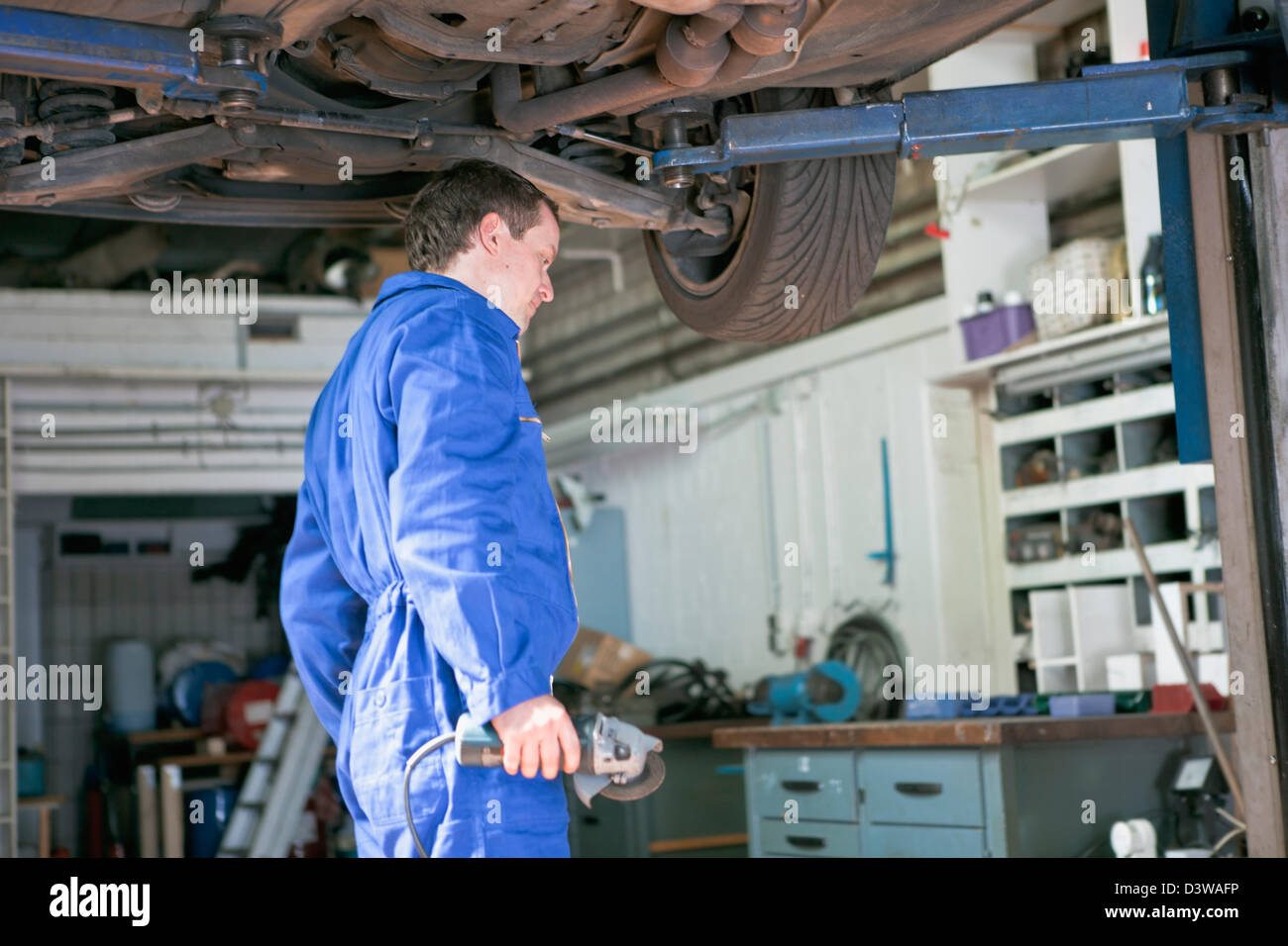 Small business practice of car garage repair shop Stock Photo