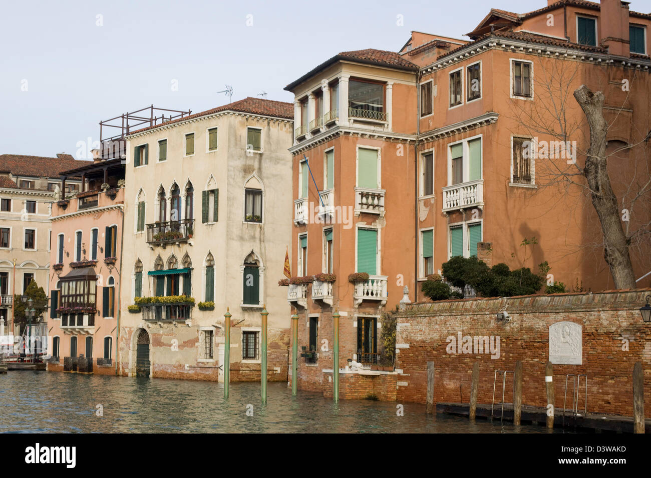 Houses along The Water ways of Venice Italy Stock Photo