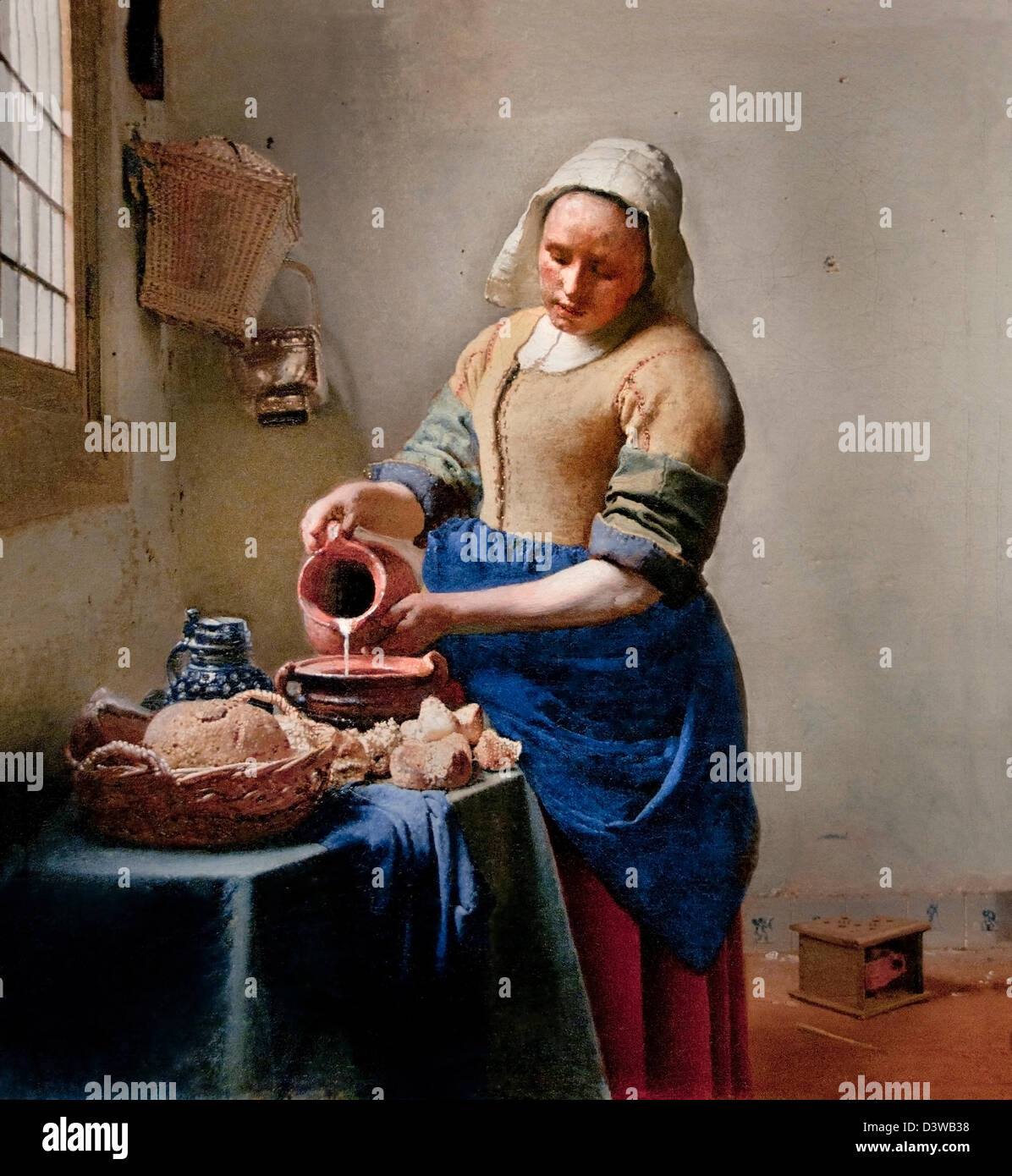 The Kitchen Maid Milkmaid -  Het melk meisje (1658-1660)  Johannes Jan Vermeer  Dutch, Delft 1632–1675 Delft Netherlands Stock Photo