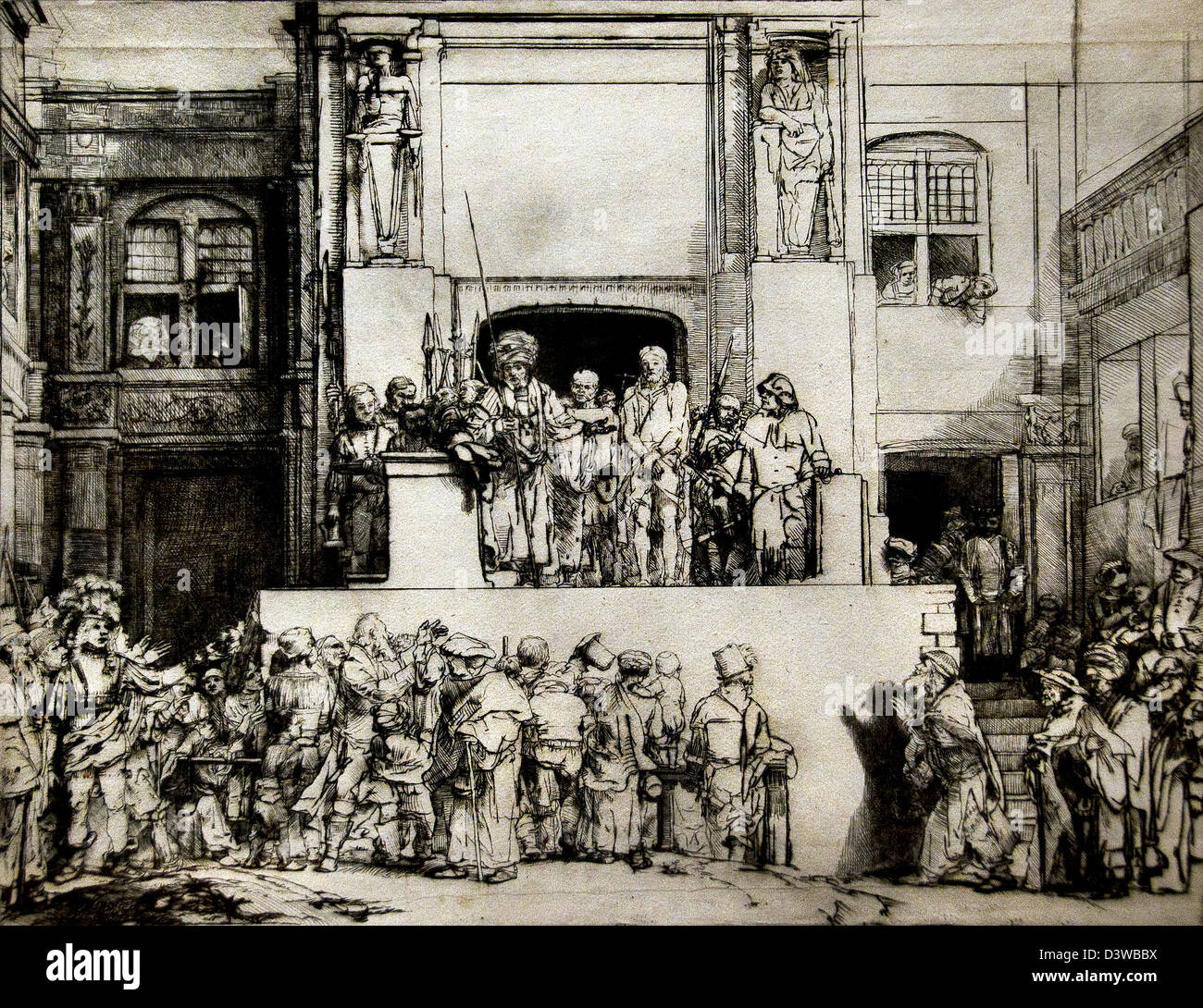 Christ Presented to the people etching drypoint 1655 Rembrandt