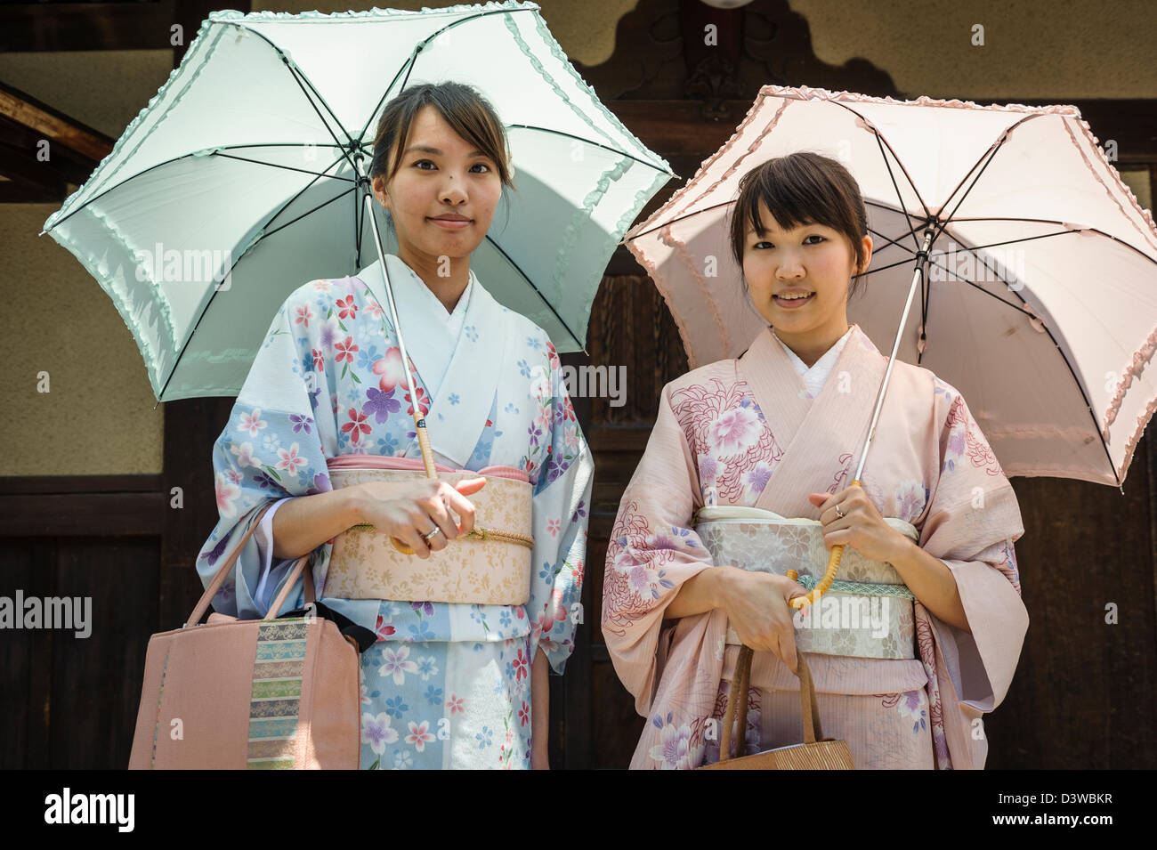 Women dressed with  kimono in the streets of Kyoto, Japan, Asia Stock Photo