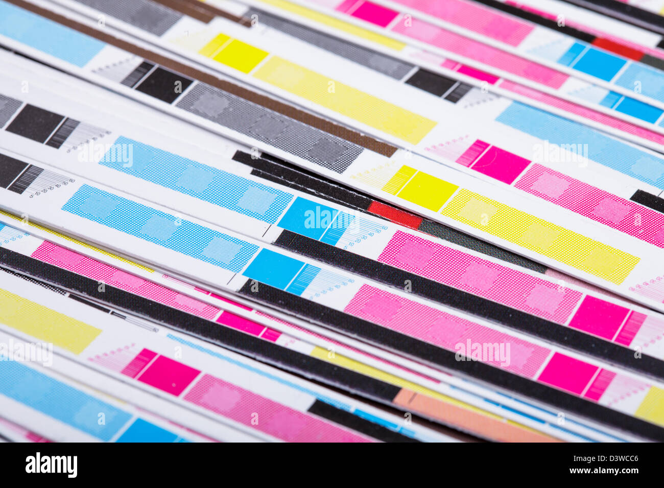 Cmyk color on printed sheets of paper after cutting stock photo alamy