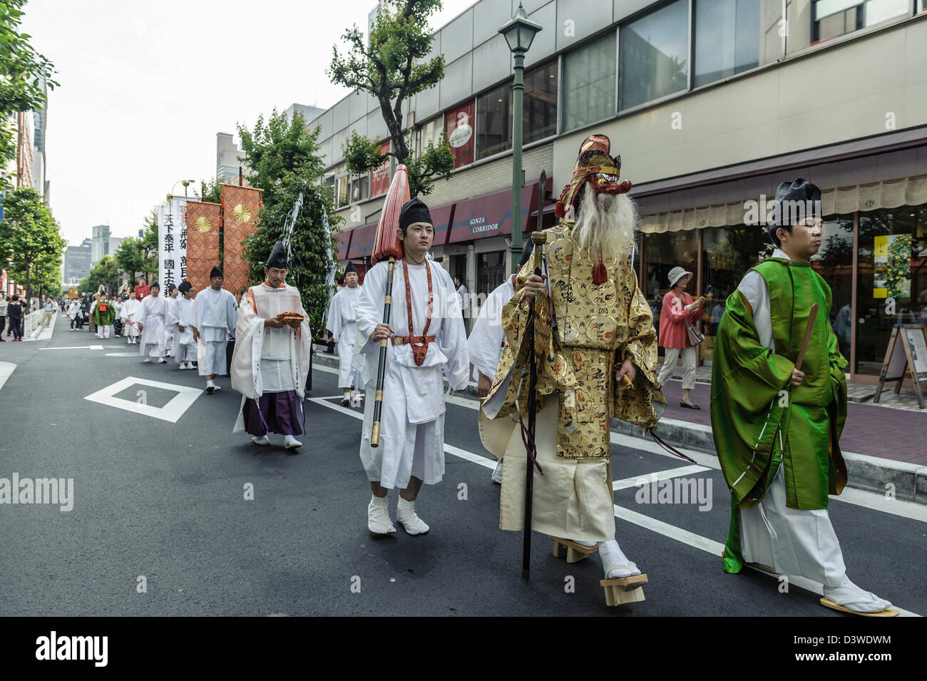 Religious parade on the streets of Tokyo, Japan, Asia Stock Photo