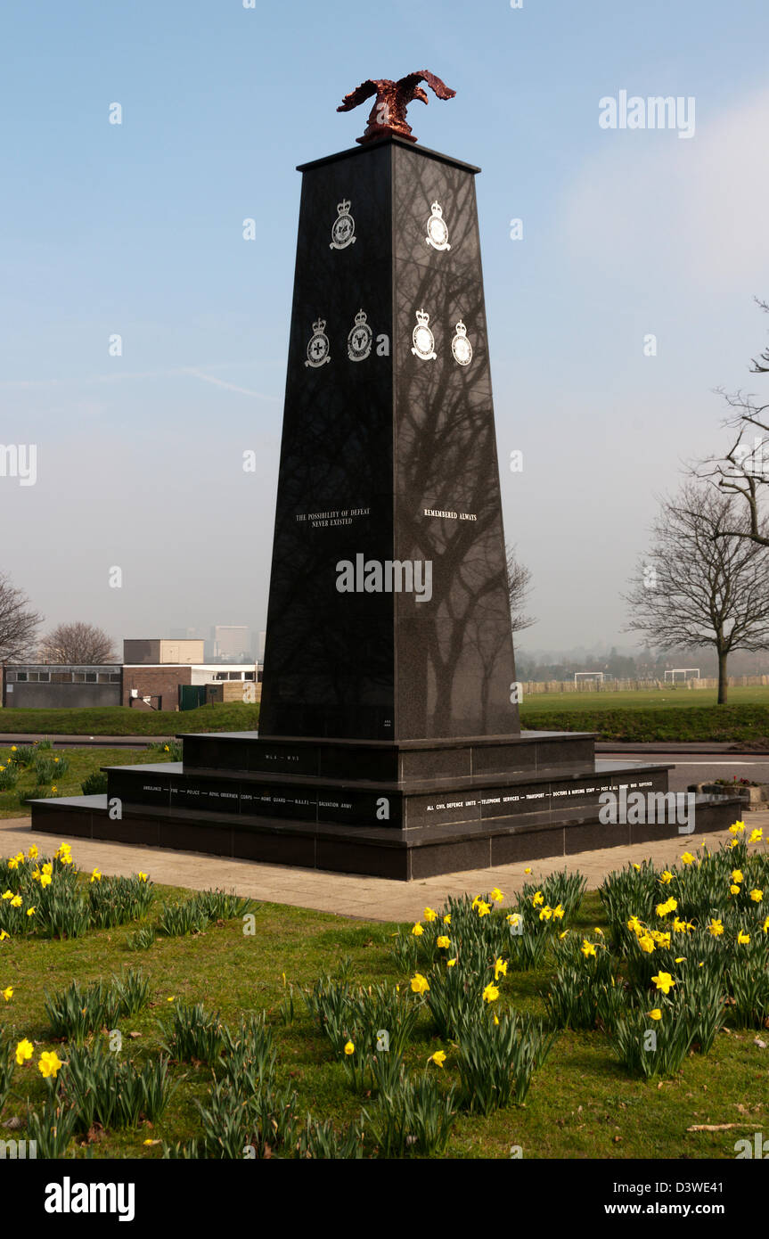 Croydon Airport war memorial, known as the Battle of Britain Memorial, on Purley Way next to the site of Croydon Airfield. Stock Photo