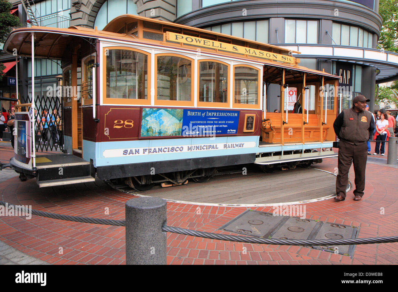 Cable car on Powell / market turnaround, San Francisco, California