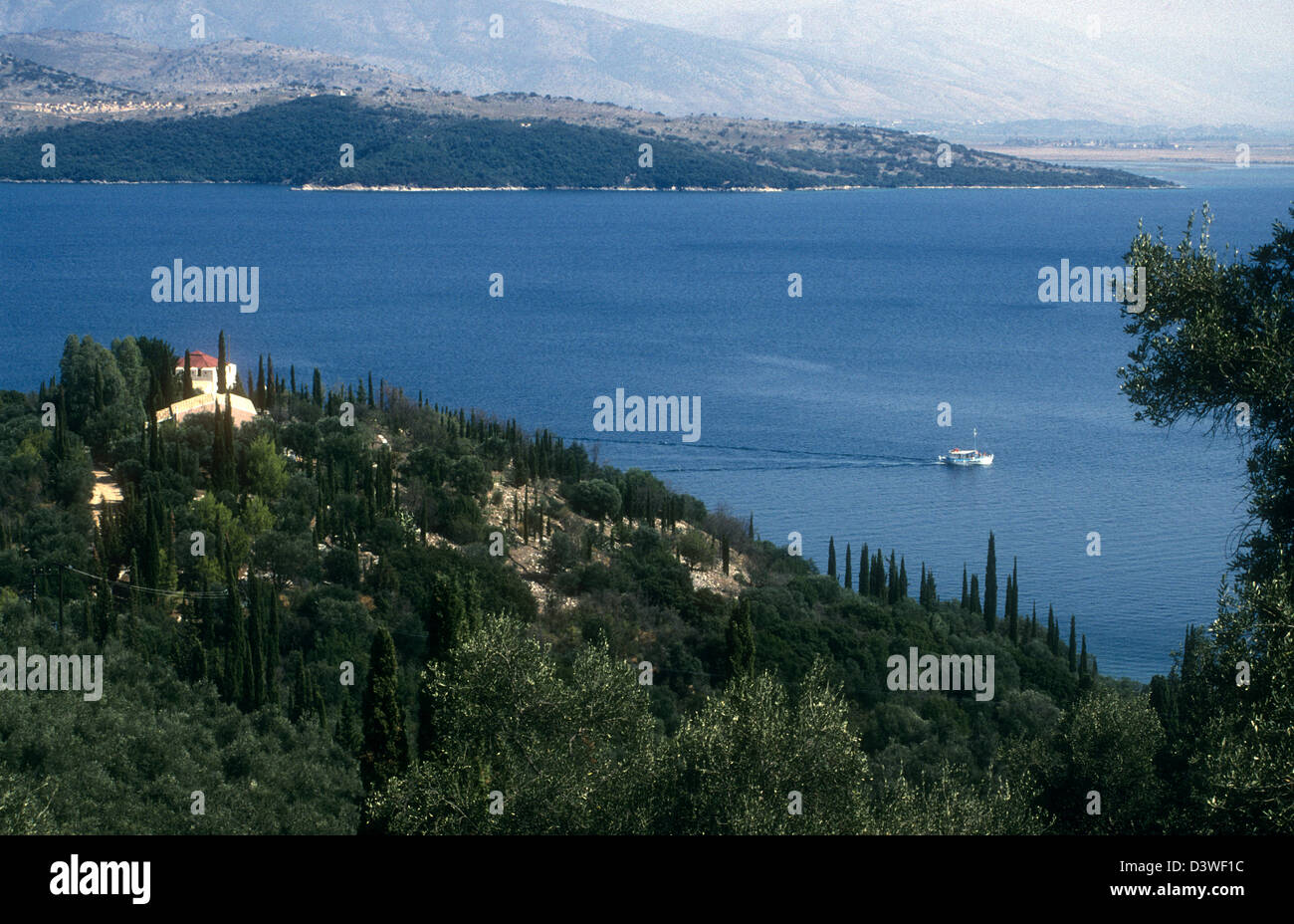 The Rothschild villa near Agios Stefanos in NE of Corfu with Albania in