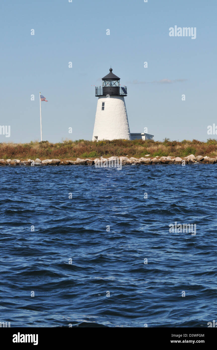 Bird Island lighthouse in Buzzards Bay, Cape Cod, off the entrance to