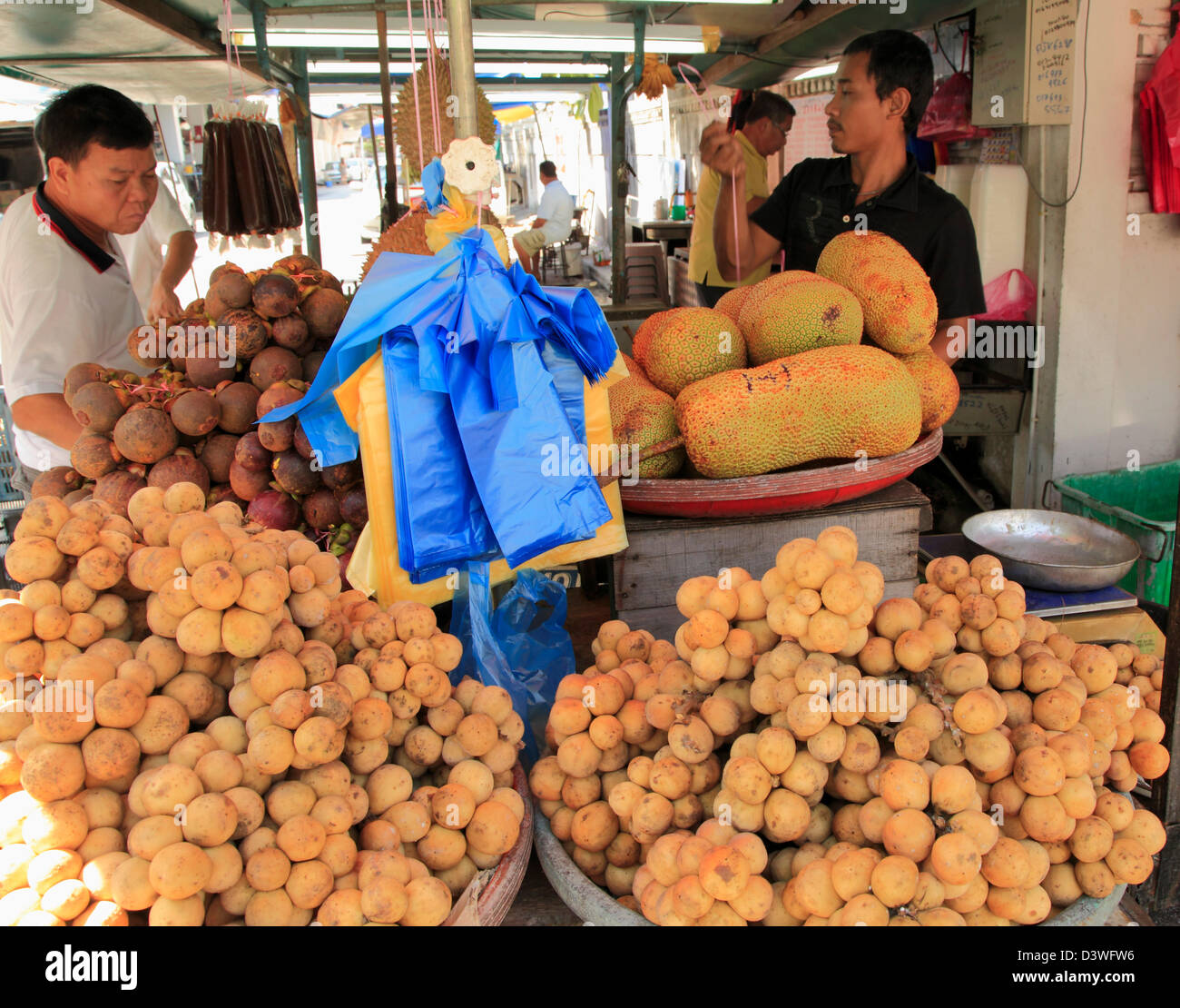 Malaysia, Penang, fruit stall, fruits, people Stock Photo