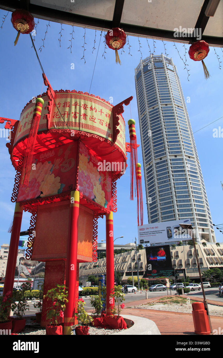 Malaysia, Penang, Georgetown, Komtar Building, Chinese New Year decoration, Stock Photo