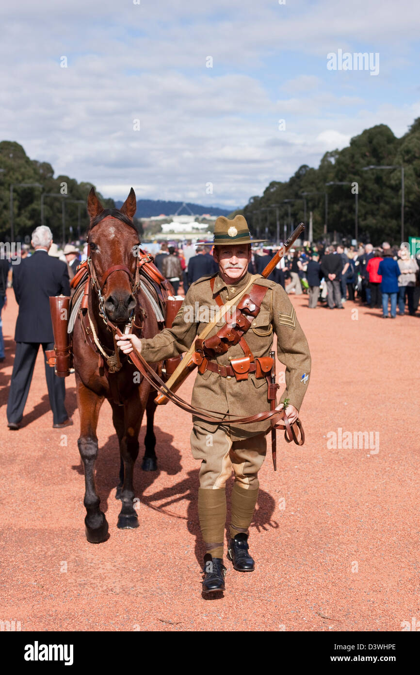 Australian Light Horseman at the Anzac Day parade.  Canberra, Australian Capital Territory (ACT), Australia Stock Photo