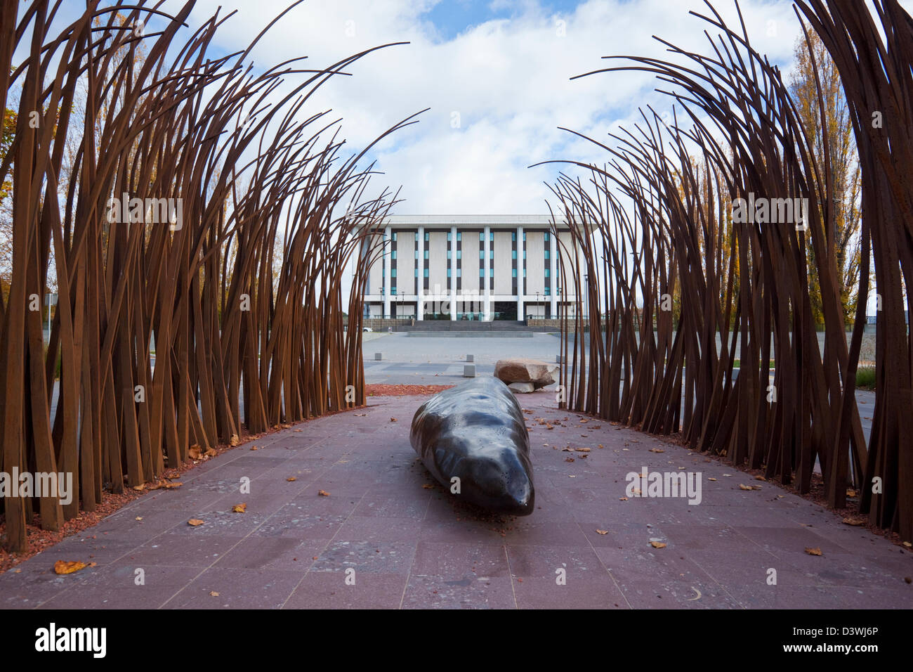 Fire and water sculpture by Judy Watson at Reconciliation Place.  Canberra, Australian Capital Territory (ACT), Australia Stock Photo