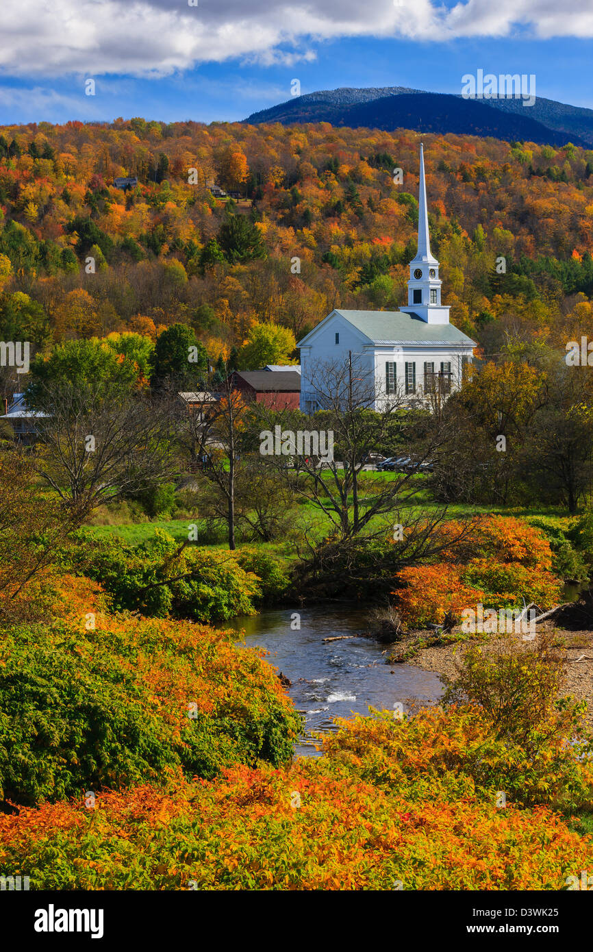 The famous white Community Church, in Stowe, Vermont Stock Photo Alamy
