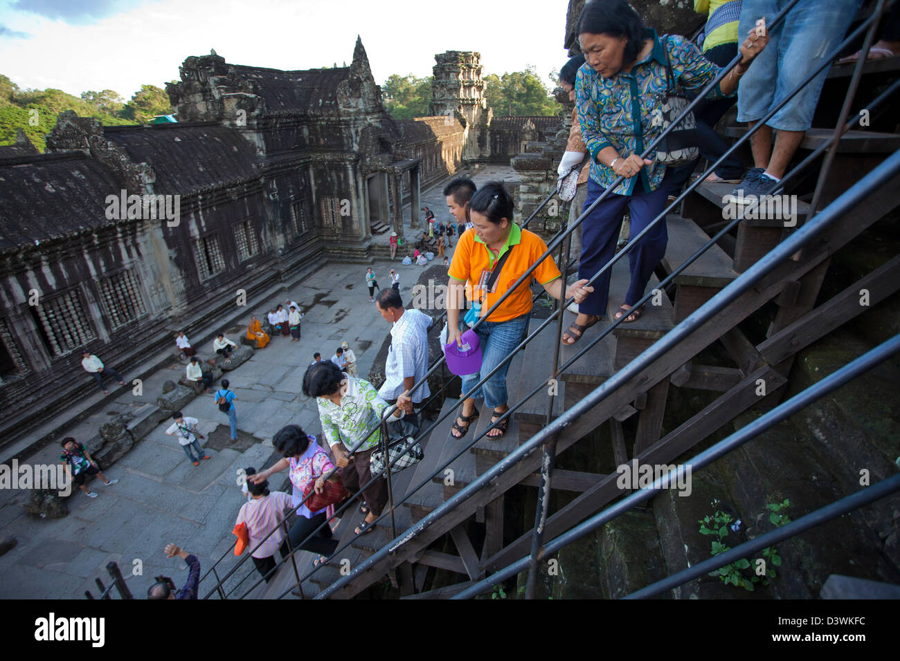 Free Stock Photo of Steep steps down from lookout tower