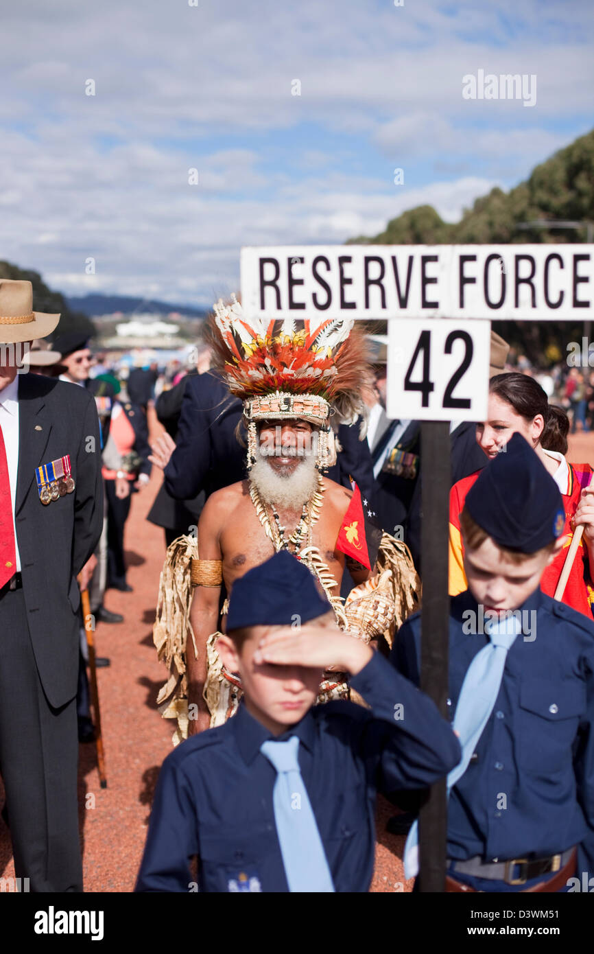 A Fuzzy Wuzzy Angel at Anzac Day Commemorations.  Canberra, Australian Capital Territory (ACT), Australia Stock Photo