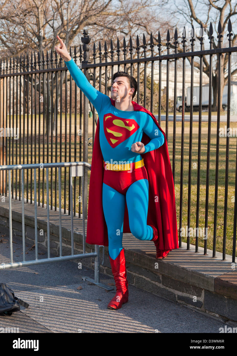 Man in Superman costume Stock Photo